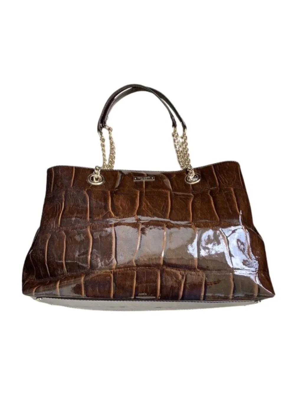 Kate Spade Knightsbridge Helena Handbag. Brown Croc Patent Leather